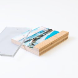 Akryl/Bambus Bordskilt, magnet lukning, 10x15 cm