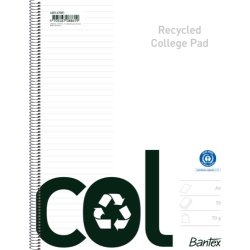 Kollegieblock Bantex Recycled Col A4+ Linjerat