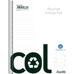 Kollegieblock Bantex Recycled Col A5+ Linjerat