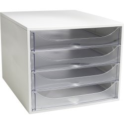 Exacompta Ecobox Skrivbordsbyrå, 4 st, grå/klar