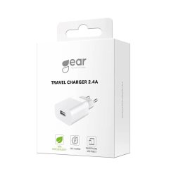 GEAR USB-A Oplader, 2,4A, 220V, hvid