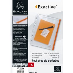 Exacompta Exactive Fickor med dragkedja, A4, 5 st.