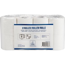 Toiletpapir | 3-Lags | 64 ruller | Hvid | Nyfiber