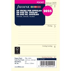 Filofax 2025 Refill | Pocket | Uge | Tværformat