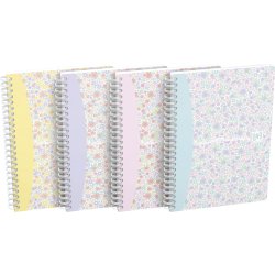 Oxford Floral Spiralbog A5 | Linjeret | Ass.
