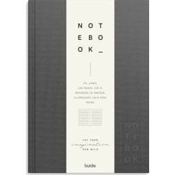 Burde Notesbog, tekstil, A5, linjeret, dark grey