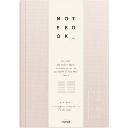 Burde Notesbog, tekstil, A5, linjeret, pink