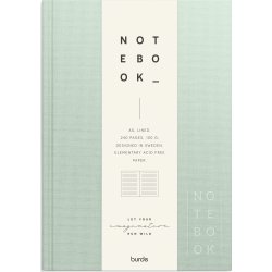 Burde Notesbog, tekstil, A5, linjeret, green
