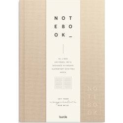 Burde Notesbog, tekstil, A5, linjeret, beige
