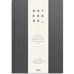 Burde Notesbog, tekstil, A5, blank, dark grey