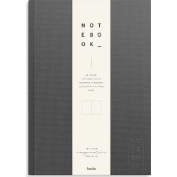 Burde Notesbog, tekstil, A4, blank, dark grey
