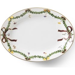 Royal Copenhagen Stjerne Riflet Jul Fad Ovalt 34cm