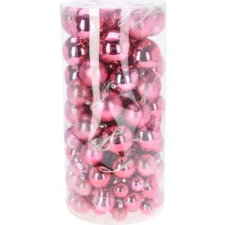 Æske m/Julekugler, pink, 100 stk