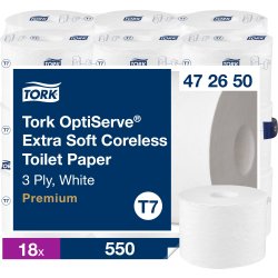 Tork T7 Premium toalettpapper m/hylsa, 3 lag 18 rl