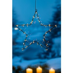 Stjerne m. cluster LED, Ø40 cm, Sort/Varm Hvid