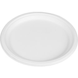 Engångstallrikar, bagasse, vit, Ø26cm, 50 st.