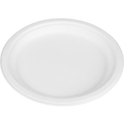 Engångstallrikar, bagasse, vit, Ø22,5cm, 50 st.