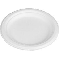 Engångstallrikar, bagasse, vit, Ø18cm, 50 st.