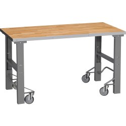 Arbetsbänk med hjul 300 kg, Ekparkett, 1600x800mm