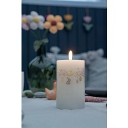 LED-Lys m. Påskemotiver H12,5 x Ø7,5 cm, hvid