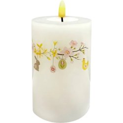 LED-Lys m. Påskemotiver H12,5 x Ø7,5 cm, hvid
