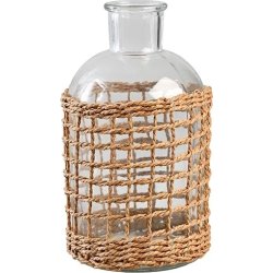 Vase m. flet H19,6 x Ø10cm, transparent, glas