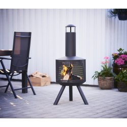 Dangrill bålsted med skorsten, sort