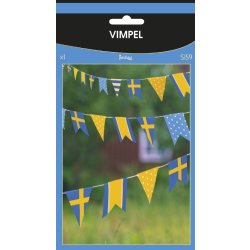 Guirlande/vimpel, Svensk flag, 2,5m.