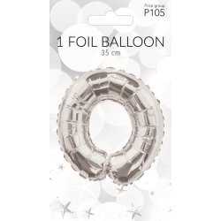 Folieballon, sølv, 0-tal, 35 cm