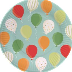 Engangsstallerken, balloner, Ø23cm, 8 stk.