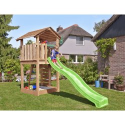 Jungle Gym Cottage 2.1 legetårn m/grøn rutsjebane