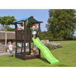 Jungle Gym Hut legetårn m/grøn rutsjebane, sort