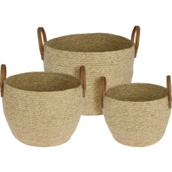 Kurvesæt, H30/28,5/24 cm, natur, 3 stk