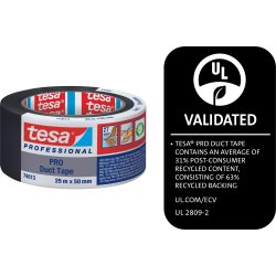 tesa Pro Lærredstape, 50mm x 25m, sort