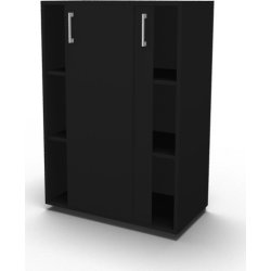 Jive+ Skydedørsskab m/6 rum m/lås mat sort, B78 cm