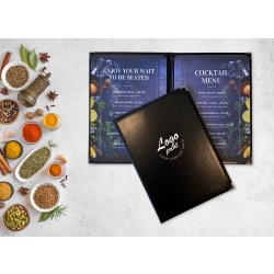 Deluxe Menuomslag | A4 | Eget tryk | Sort