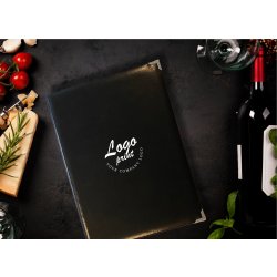 Deluxe Menuomslag | A4 | Eget tryk | Sort