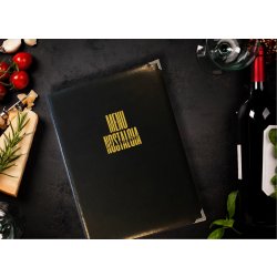 Deluxe Menuomslag | A4 | Eget tryk | Sort