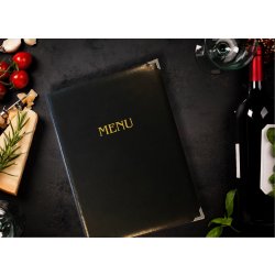 Deluxe Menuomslag | A4 | Eget tryk | Sort