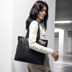 Markberg Molina Shopper, zero waste læder, sort
