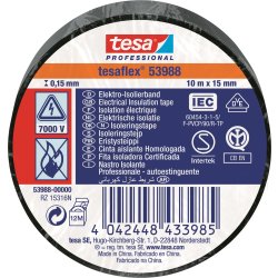 tesa Isoleringstape | 15mm x 10m | Sort