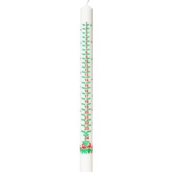 ASP-Holmblad Kalenderlys, 3x39cm, hvid m/tryk