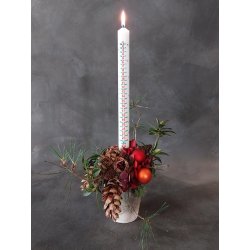 ASP-Holmblad Kalenderlys, 3x39cm, hvid m/tryk