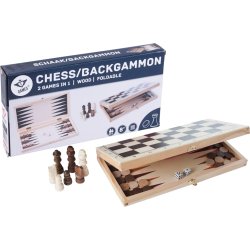 Brætspil Skak/Backgammon 33x33 cm, Foldbart