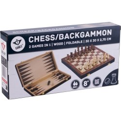 Brætspil Skak/Backgammon 30x30 cm, Foldbart