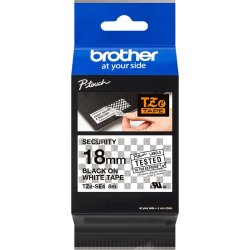 Brother TZe-SE4 labeltape 18mm, sort på hvid