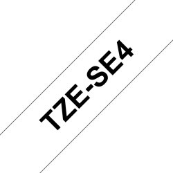 Brother TZe-SE4 labeltape 18mm, sort på hvid