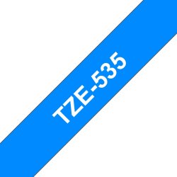 Brother TZe-535 labeltape 12mm, hvid på blå