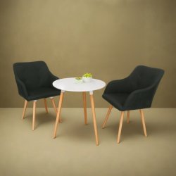 Fano loungesæt i sort med stel i bøg