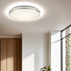 Fancy LED plafond, Ø33 cm, Sølv/hvid